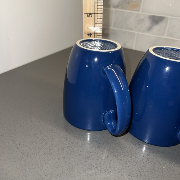 Set of Two (2) Corelle Stoneware Ocean Blue Cobalt Blue Coffee Tea Mugs MINT EUC - Picture 5 of 6